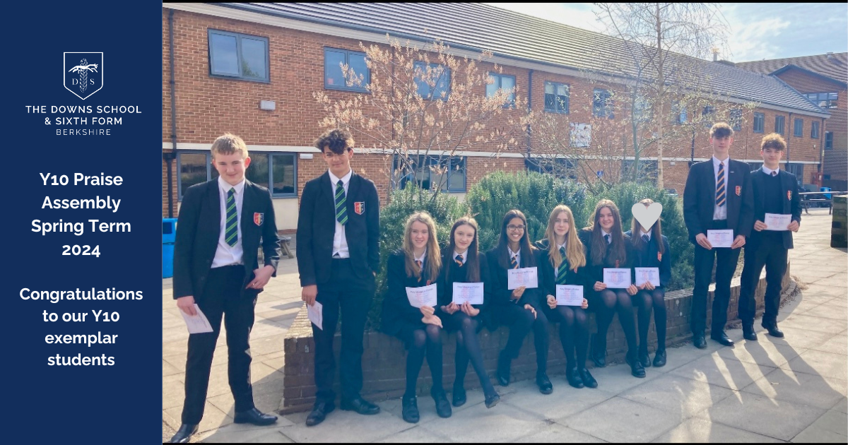 Y10 The Downs School Spring Term Praise Assembly 2024