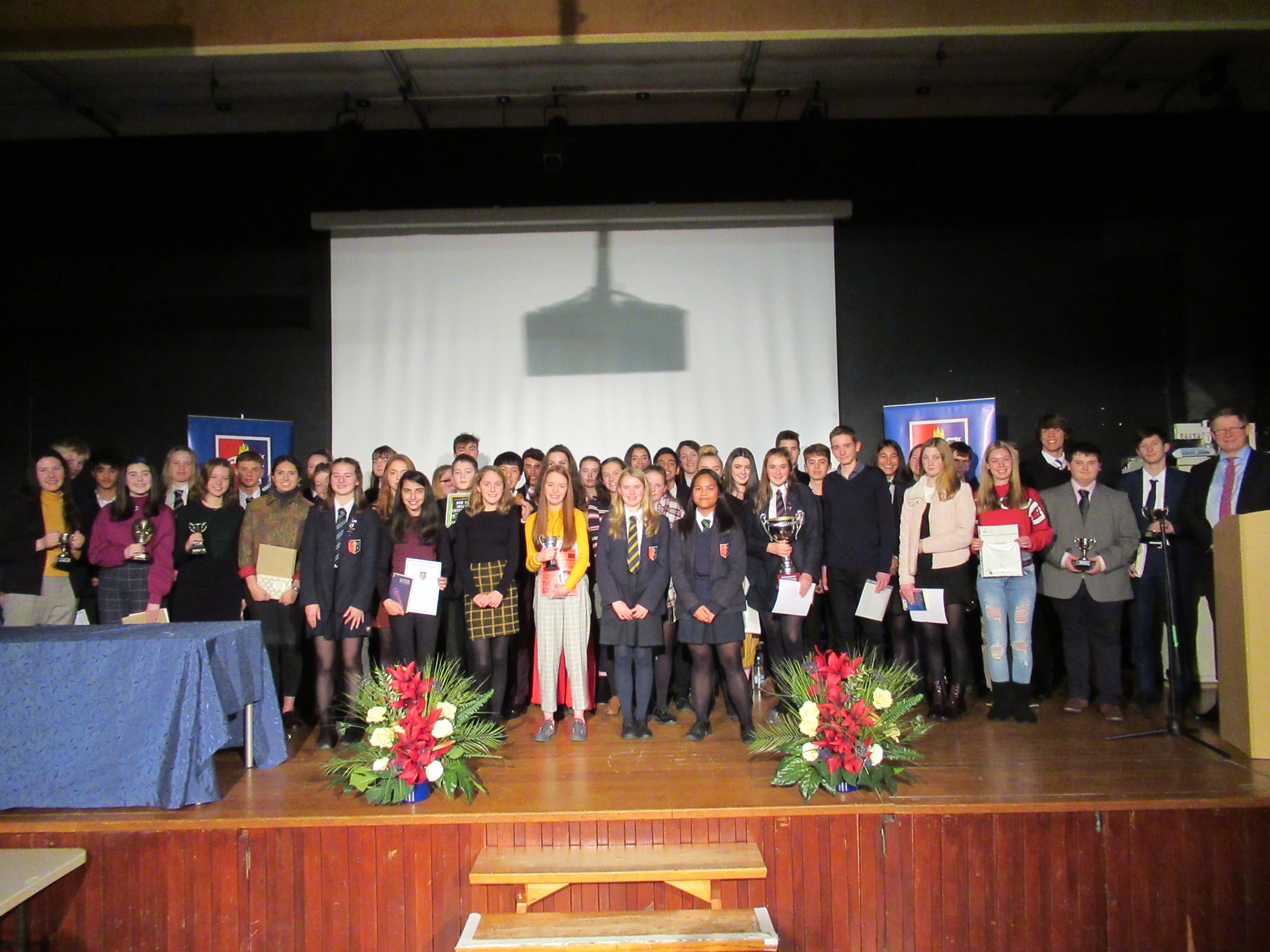 Ks3 and ks4 students with their awards