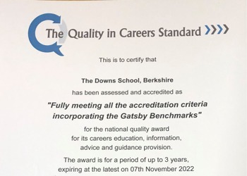 The Downs School  is re-accredited with Careers Quality mark through Investors in Careers
